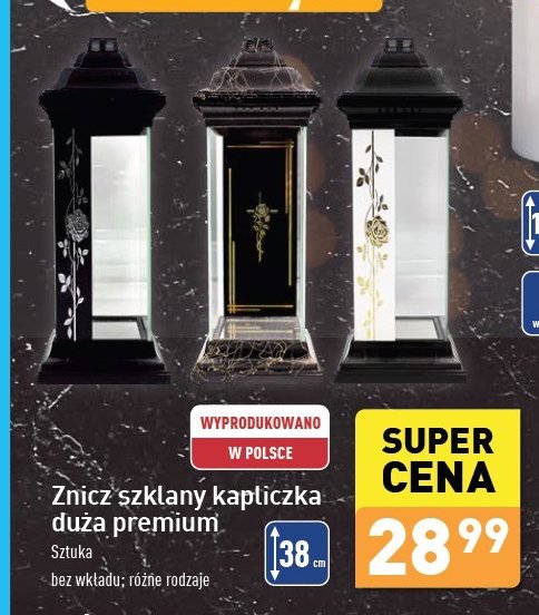 Znicz szklany kapliczka duża premium promocja w Aldi