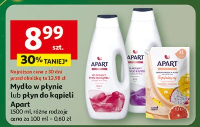 Mydło w płynie lub płyn do kąpieli Apart 1500 ml, różne rodzaje promocja w Auchan