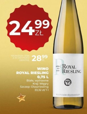 Wino Royal Riesling białe wytrawne 0,75 L promocja w Duży Ben