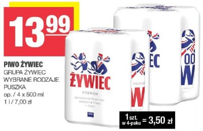 Piwo Żywiec białe z nutą maliny promocja w SPAR
