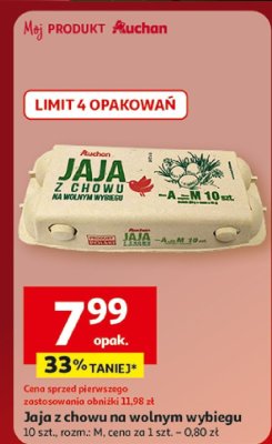 Jaja z chowu klatkowym wybiegu, rozmiar M promocja w Auchan