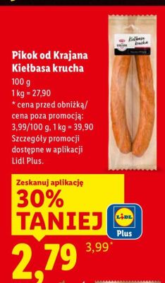 Kiełbasa Pikok od Krajana krucha promocja w Lidl