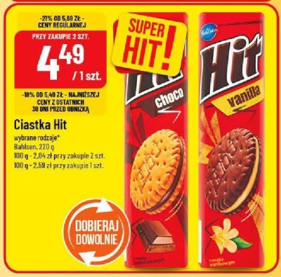 Ciastka Hit choco promocja w POLOmarket