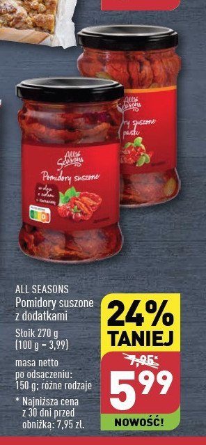 Pomidory suszone paski All seasons promocja w TOPAZ