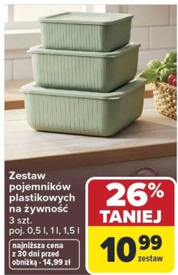 Zestaw pojemników plastikowych na żywność 3 szt.  promocja w Carrefour
