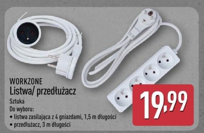 Listwa/przedłużacz WORKZONE promocja w Aldi
