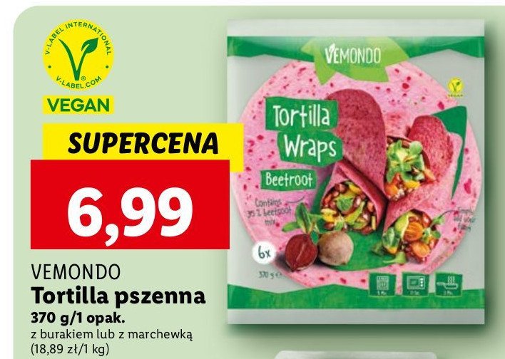 Tortilla buraczana Vemondo promocja