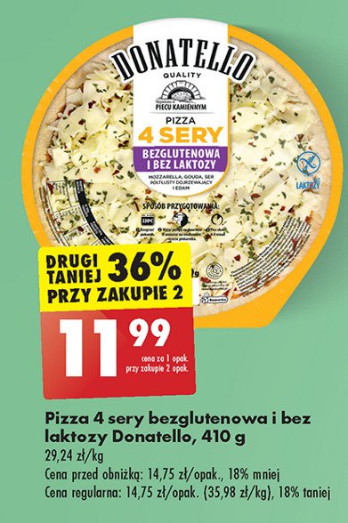 Pizza 4 sery bez laktozy i glutenu Donatello pizza promocja