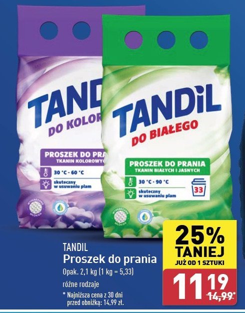 Proszek do prania białego Tandil promocja w Aldi