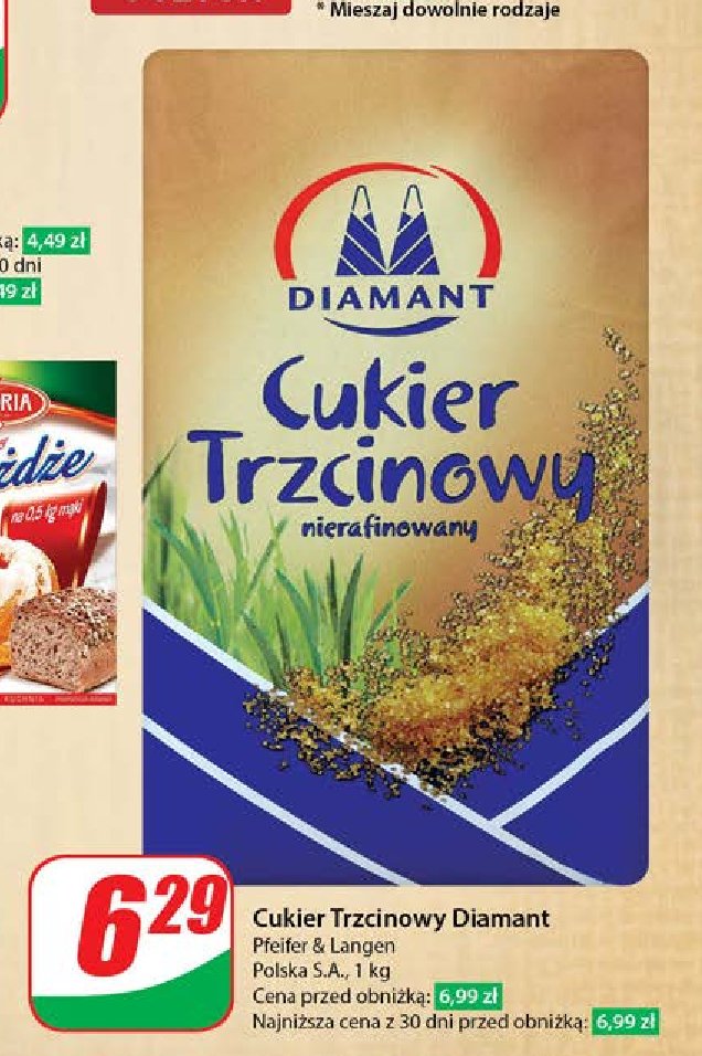 Cukier trzcinowy nierafinowany Diamant Diamant polska promocja w Dino