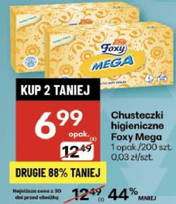 Chusteczki higieniczne Foxy Mega wybrane rodzaje promocja w Delikatesy Centrum