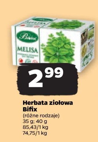 Herbatka ziołowa melisa Bifix promocja w Netto