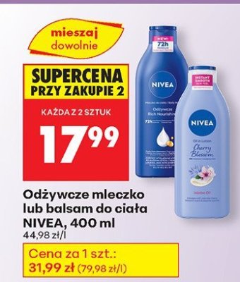 Odżywcze mleczko lub balsam do ciała NIVEA, 400 ml promocja w Biedronka