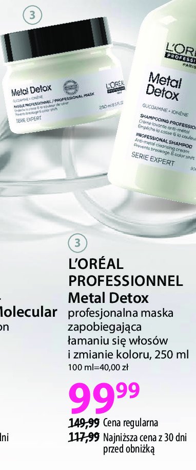 Maska neutralizująca metale do stosowania po farbowaniu włosów L'oreal professionnel metal detox promocja w Hebe