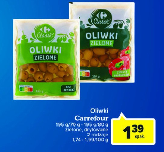 Oliwki zielone bez pestek Carrefour classic promocje