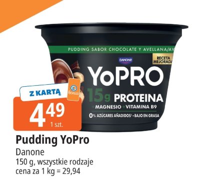 Pudding YoPro Danone czekolada/orzech laskowy promocja w Leclerc