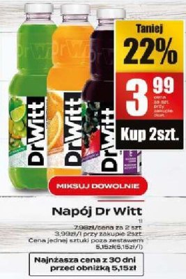 Napój Dr Witt różne smaki promocja w Supeco