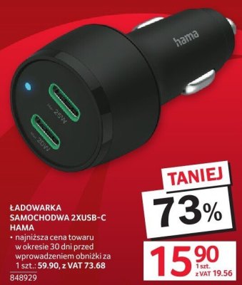 Ładowarka samochodowa 2XUSB-C HAMA promocja w Selgros