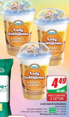 Lody koktajlowe Koral kr贸wka-kuku艂ka promocja