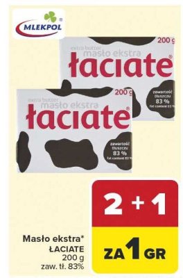Masło ekstra Łaciate 200g promocja w Carrefour