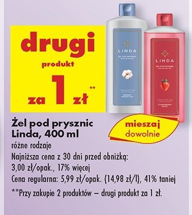 Żel pod prysznic bawełna Linda promocja w Biedronka