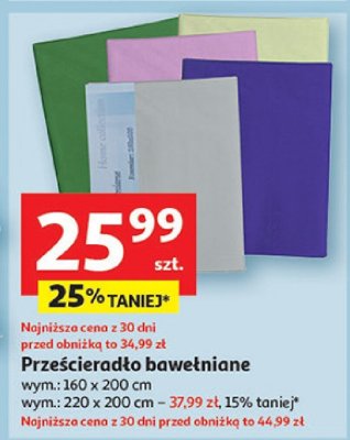 Prześcieradło bawełniane 160x200 cm promocja w Auchan