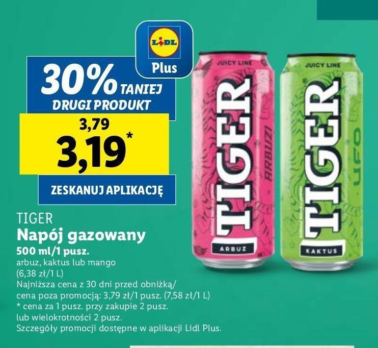 Napój mango Tiger energy drink juicy line promocja