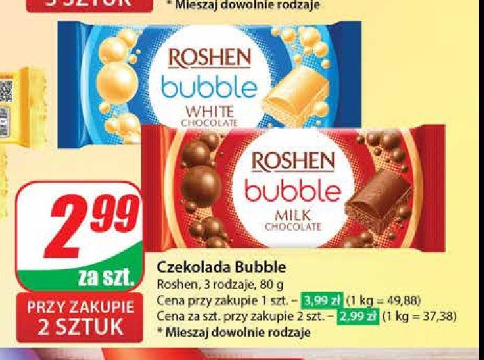 Czekolada milk bubble Roshen promocja