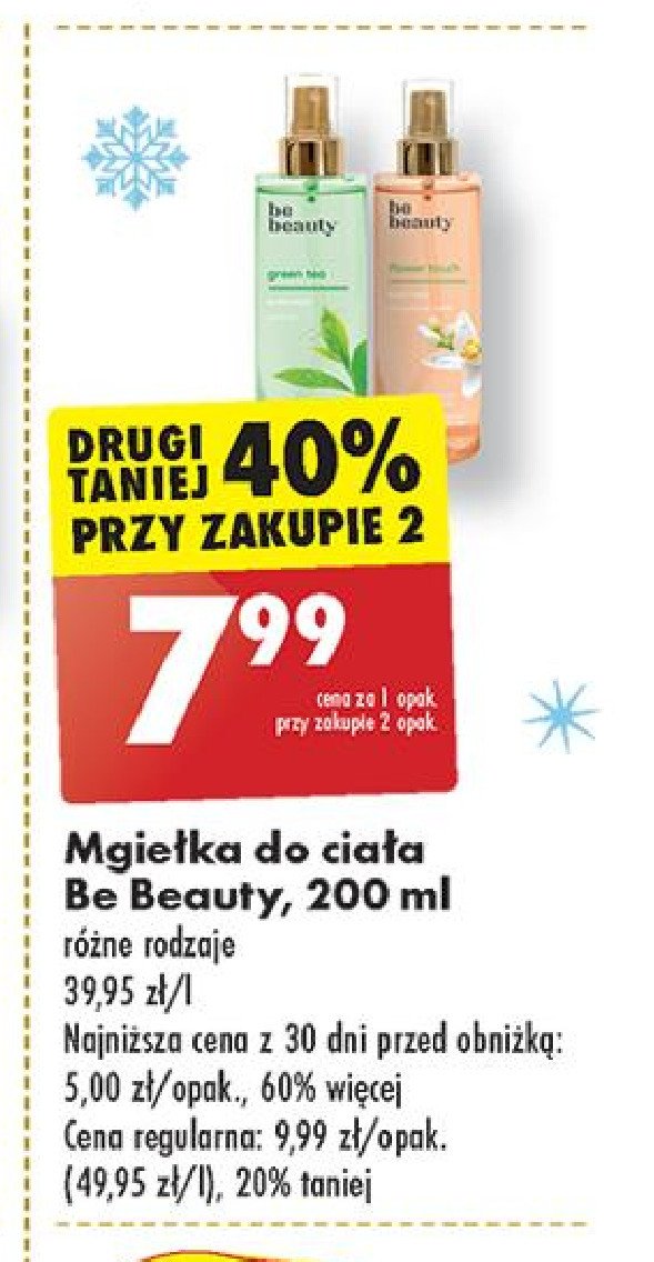 Mgiełka do ciała green tea Be beauty Be beauty care promocja w Biedronka