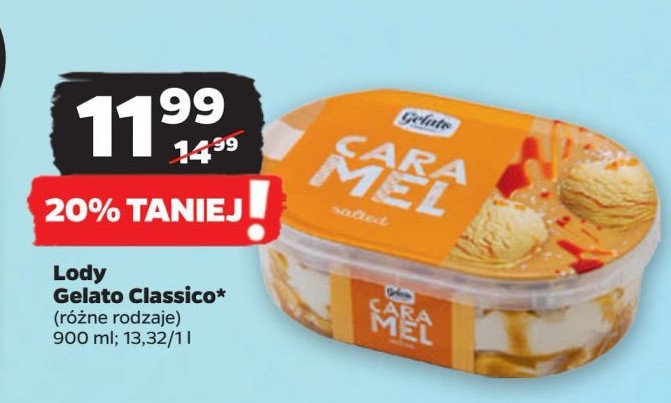 Lody słony karmel Gelato classico promocja