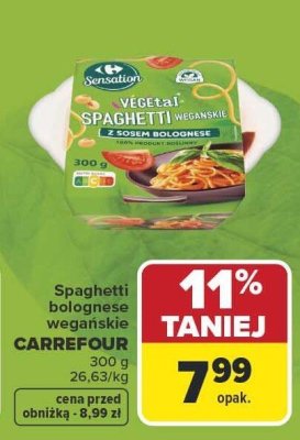 Spaghetti bolognese wegańskie Carrefour Sensation Vegetal promocja w Carrefour