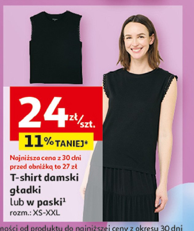 T-shirt damski gładki xs-xxl Auchan inextenso promocja w Auchan