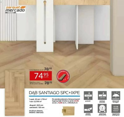 Panele winylowe DĄB SANTIAGO SPC+IXPE Parquet Mercado promocja w Abra Meble