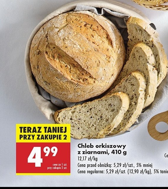 Chleb orkiszowy z ziarnami promocja