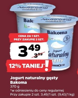 Jogurt naturalny gęsty Bakoma promocja w Netto