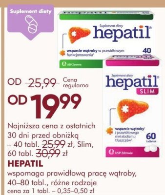 Wspomaga prawidłową pracę wątroby HEPATIL Slim, 60 tabl. promocja w Super-Pharm