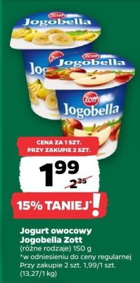 Jogurt owocowy Jogobella, różne rodzaje promocja w Netto