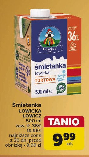 Śmietanka uht 36 % Łowicka promocja