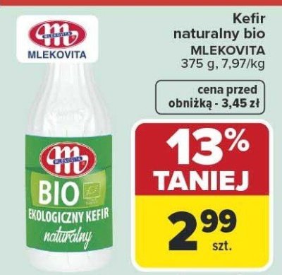 Kefir naturalny bio MLEKOVITA promocja w Carrefour Market