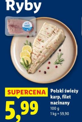 Polski świeży karp filet nacinany promocja w Lidl