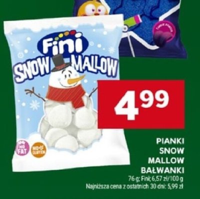 Pianki snow mallow bałwanki Fini promocja w Stokrotka