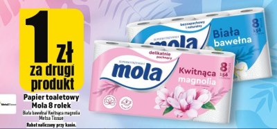 Papier toaletowy Mola 8 rolek biała bawełna/kwitnąca magnolia promocja w TOPAZ