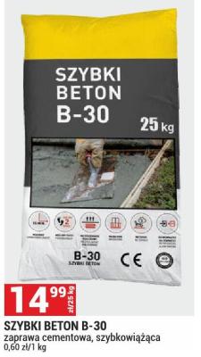Beton SZYBKI BETON B-30 zaprawa cementowa, szybkowiążąca 25 kg promocja w Merkury Market