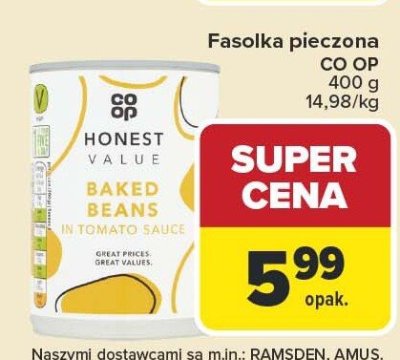 Fasolka pieczona CO OP 400g promocja w Carrefour