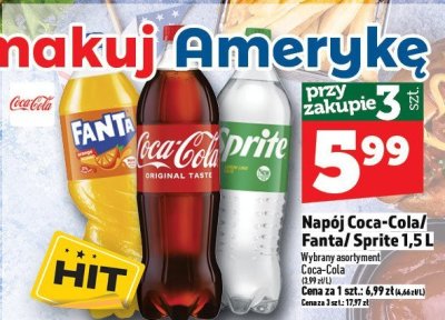Napój Coca-Cola / Fanta / Sprite 1,5 L promocja w TOPAZ