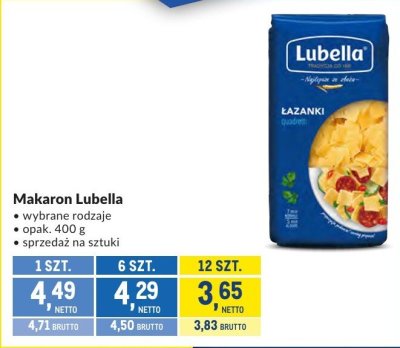 Makaron Lubella różne rodzaje promocja w Makro