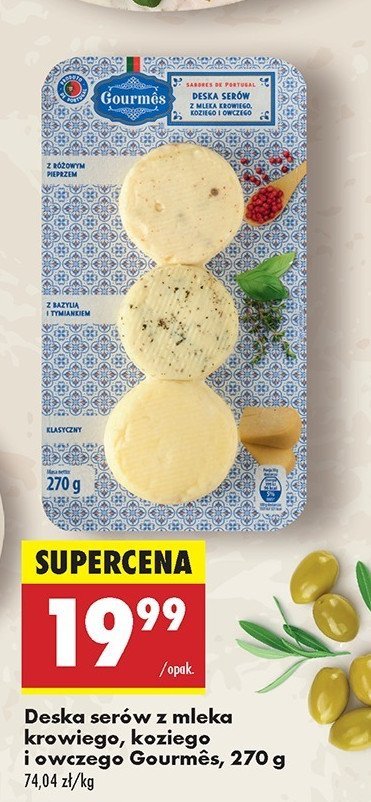 Deska ser贸w z mleka krowiego koziego i owczego Gourmes promocja