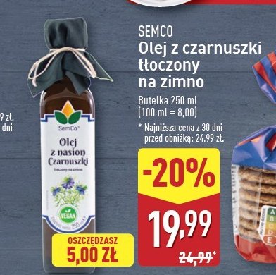 Olej z czarnuszki Semco promocja w Aldi