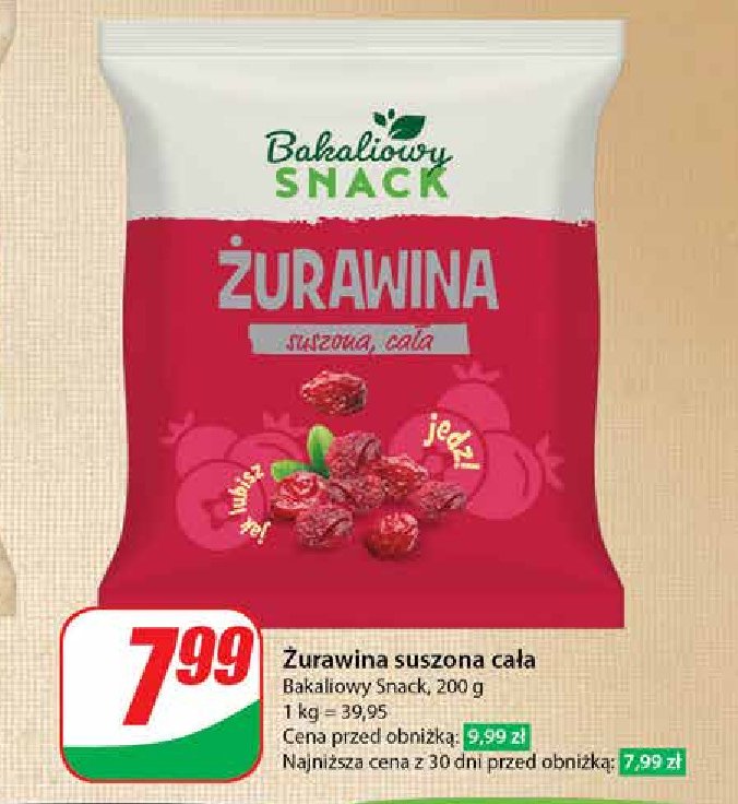 Żurawina cała Bakaliowy snack promocja