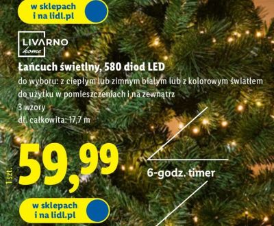 Łańcuch świetlny 580 diod LED promocja w Lidl